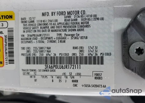2018 Ford Fusion Se Hybrid from USA, damaged, VIN 3FA6P0LU6JR172111